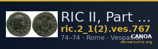RIC II, Part 1 (second edition) Vespasian 767 — CANOA