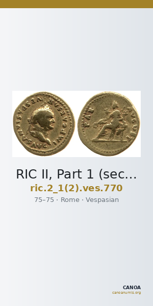 RIC II, Part 1 (second edition) Vespasian 770 — CANOA