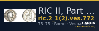 RIC II, Part 1 (second edition) Vespasian 772 — CANOA