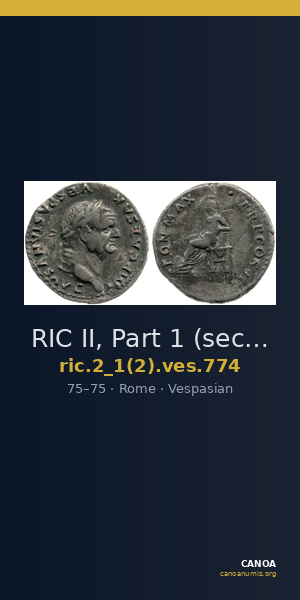 RIC II, Part 1 (second edition) Vespasian 774 — CANOA