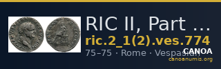 RIC II, Part 1 (second edition) Vespasian 774 — CANOA