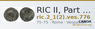 RIC II, Part 1 (second edition) Vespasian 776 — CANOA