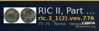 RIC II, Part 1 (second edition) Vespasian 776 — CANOA