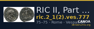 RIC II, Part 1 (second edition) Vespasian 777 — CANOA