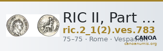 RIC II, Part 1 (second edition) Vespasian 783 — CANOA