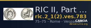 RIC II, Part 1 (second edition) Vespasian 783 — CANOA