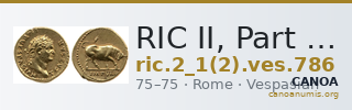 RIC II, Part 1 (second edition) Vespasian 786 — CANOA