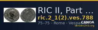 RIC II, Part 1 (second edition) Vespasian 788 — CANOA