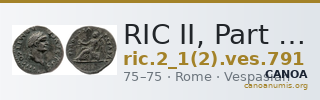 RIC II, Part 1 (second edition) Vespasian 791 — CANOA
