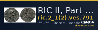 RIC II, Part 1 (second edition) Vespasian 791 — CANOA