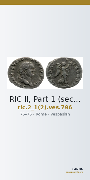 RIC II, Part 1 (second edition) Vespasian 796 — CANOA