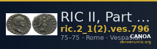 RIC II, Part 1 (second edition) Vespasian 796 — CANOA