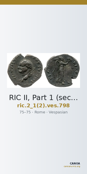 RIC II, Part 1 (second edition) Vespasian 798 — CANOA