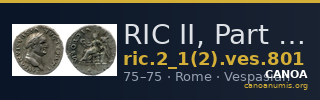 RIC II, Part 1 (second edition) Vespasian 801 — CANOA