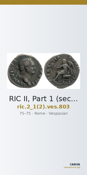 RIC II, Part 1 (second edition) Vespasian 803 — CANOA