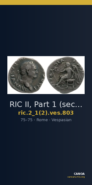 RIC II, Part 1 (second edition) Vespasian 803 — CANOA