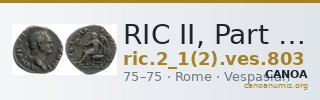 RIC II, Part 1 (second edition) Vespasian 803 — CANOA