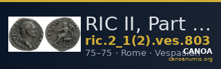 RIC II, Part 1 (second edition) Vespasian 803 — CANOA