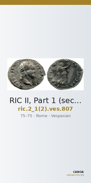 RIC II, Part 1 (second edition) Vespasian 807 — CANOA