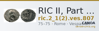 RIC II, Part 1 (second edition) Vespasian 807 — CANOA