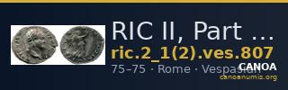 RIC II, Part 1 (second edition) Vespasian 807 — CANOA