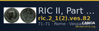 RIC II, Part 1 (second edition) Vespasian 82 — CANOA