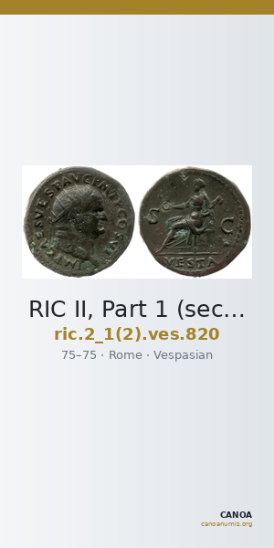 RIC II, Part 1 (second edition) Vespasian 820 — CANOA