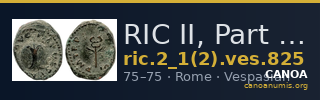 RIC II, Part 1 (second edition) Vespasian 825 — CANOA