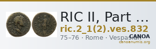 RIC II, Part 1 (second edition) Vespasian 832 — CANOA