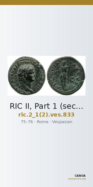 RIC II, Part 1 (second edition) Vespasian 833 — CANOA