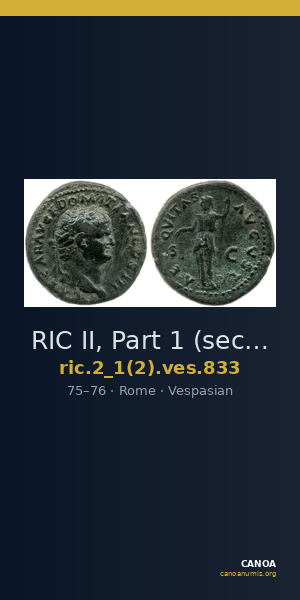 RIC II, Part 1 (second edition) Vespasian 833 — CANOA