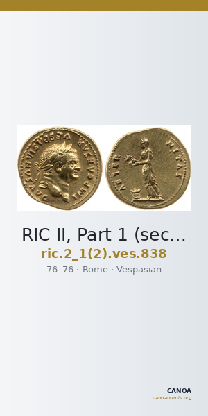 RIC II, Part 1 (second edition) Vespasian 838 — CANOA