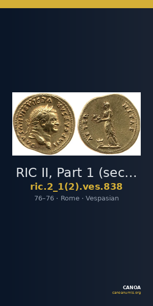 RIC II, Part 1 (second edition) Vespasian 838 — CANOA