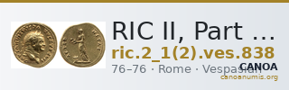 RIC II, Part 1 (second edition) Vespasian 838 — CANOA