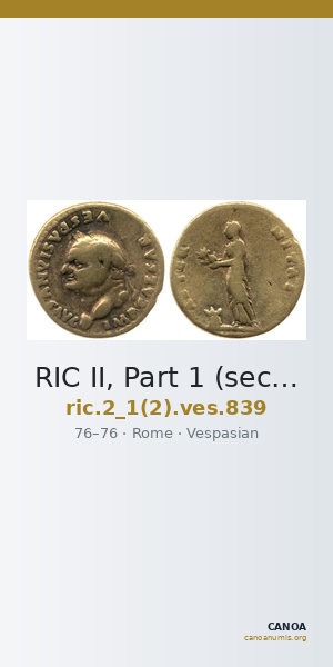 RIC II, Part 1 (second edition) Vespasian 839 — CANOA