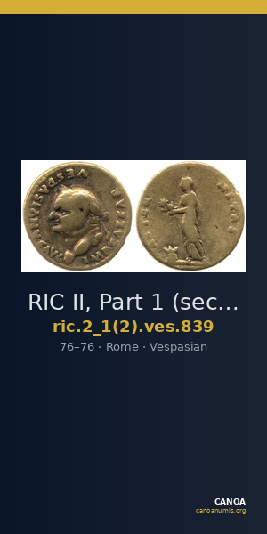 RIC II, Part 1 (second edition) Vespasian 839 — CANOA