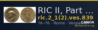 RIC II, Part 1 (second edition) Vespasian 839 — CANOA