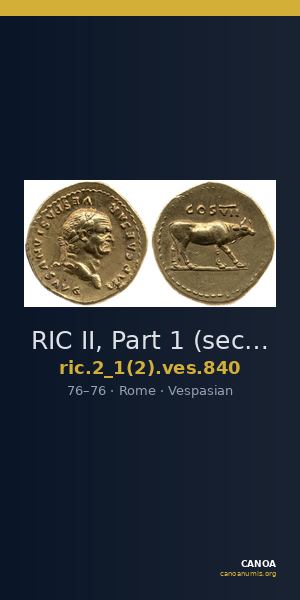 RIC II, Part 1 (second edition) Vespasian 840 — CANOA
