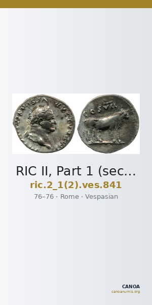RIC II, Part 1 (second edition) Vespasian 841 — CANOA