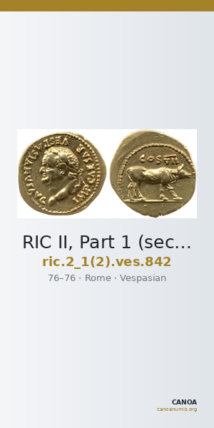 RIC II, Part 1 (second edition) Vespasian 842 — CANOA