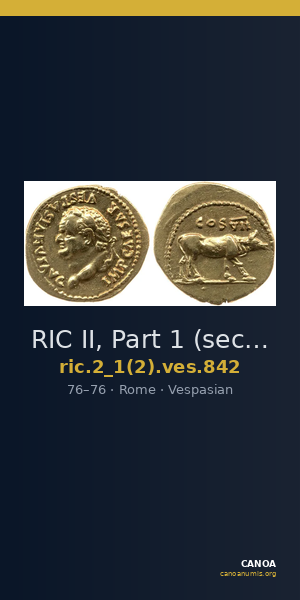 RIC II, Part 1 (second edition) Vespasian 842 — CANOA