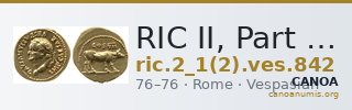 RIC II, Part 1 (second edition) Vespasian 842 — CANOA