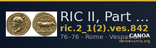 RIC II, Part 1 (second edition) Vespasian 842 — CANOA