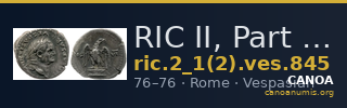 RIC II, Part 1 (second edition) Vespasian 845 — CANOA