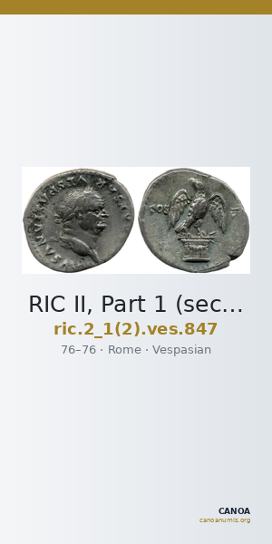 RIC II, Part 1 (second edition) Vespasian 847 — CANOA