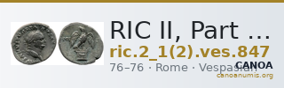 RIC II, Part 1 (second edition) Vespasian 847 — CANOA