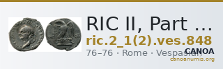 RIC II, Part 1 (second edition) Vespasian 848 — CANOA