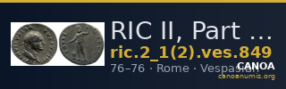 RIC II, Part 1 (second edition) Vespasian 849 — CANOA