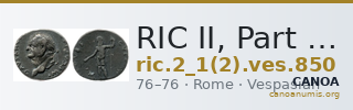 RIC II, Part 1 (second edition) Vespasian 850 — CANOA