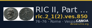 RIC II, Part 1 (second edition) Vespasian 850 — CANOA